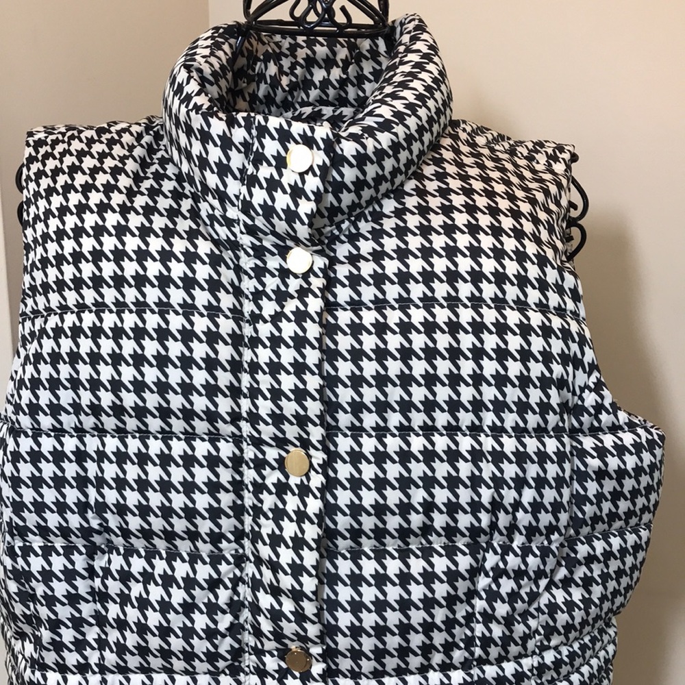 Charter Club Houndstooth Zippered Vest with Snap Buttons Side Pockets Petite XL